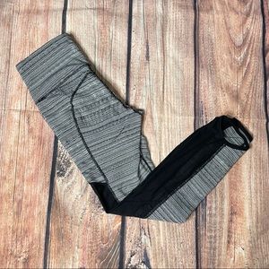 Athleta Mesh Paneled Black/White Athletic Leggings